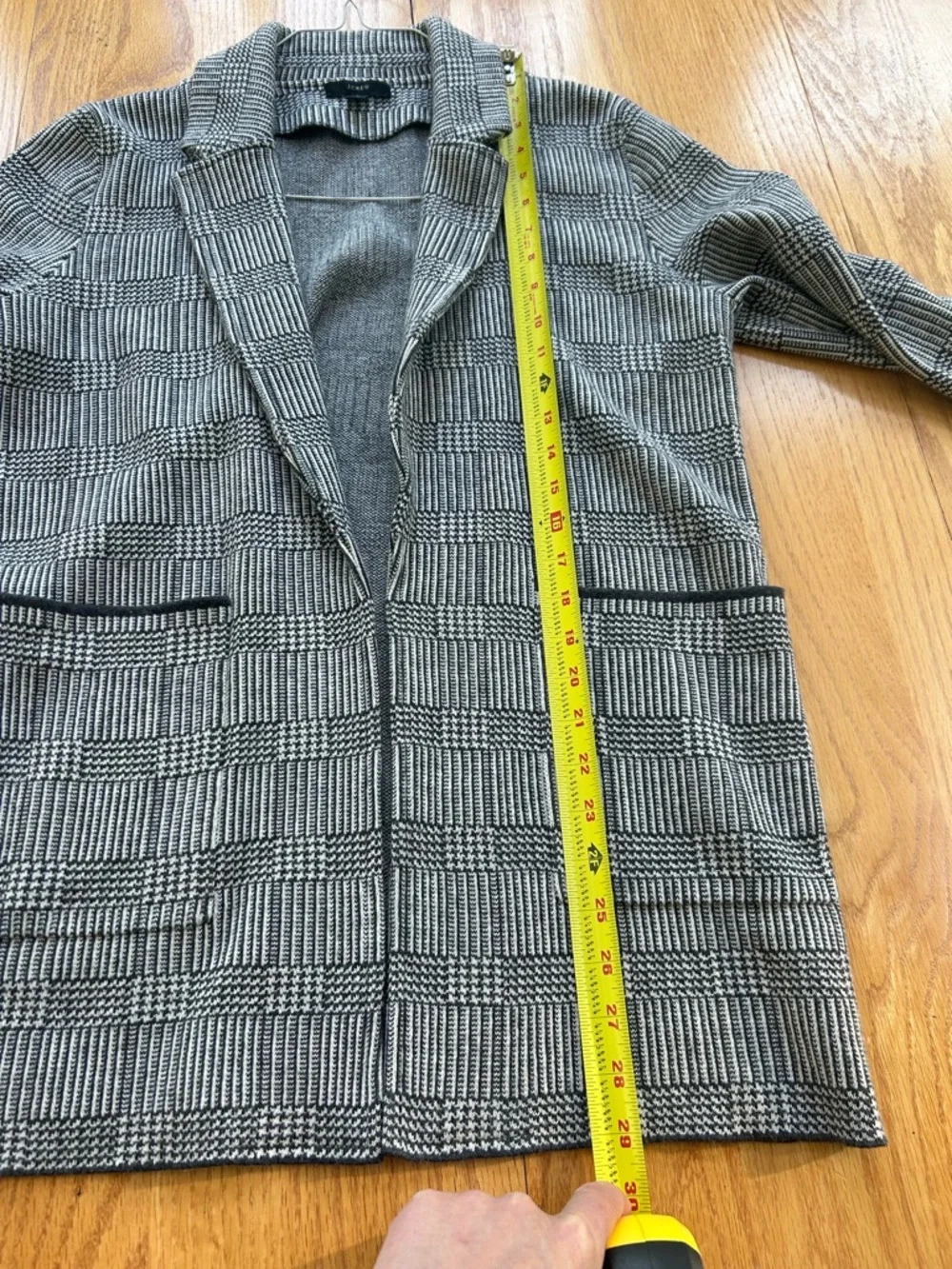 J. Crew Sophie Open-Front Sweater Blazer Glen Plaid Merino Wool Cotton Small S‎
